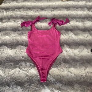 Day + Moon Magenta Velvet Body Suit